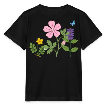 Blumen botanisch Garten Zeichnung Blumenliebhaber - Stanley/Stella Kinder T-Shirt MINI CREATOR  - Schwarz - Vorne - Mikhail (115cm)