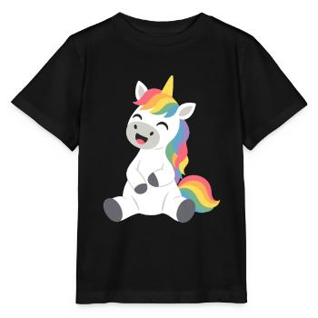Einhorn märchenhaft lustig Fantasieillustration - Stanley/Stella Kinder T-Shirt MINI CREATOR  - Schwarz - Vorne - Mikhail (115cm)