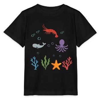 Garnele Unterwasser Kinder Wal - Stanley/Stella Kinder T-Shirt MINI CREATOR  - Schwarz - Vorne - Mikhail (115cm)