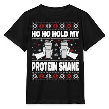 Ho Ho Hold My Protein Shake – Gym Weihnachten - Stanley/Stella Kinder T-Shirt MINI CREATOR  - Schwarz - Vorne - Mikhail (115cm)