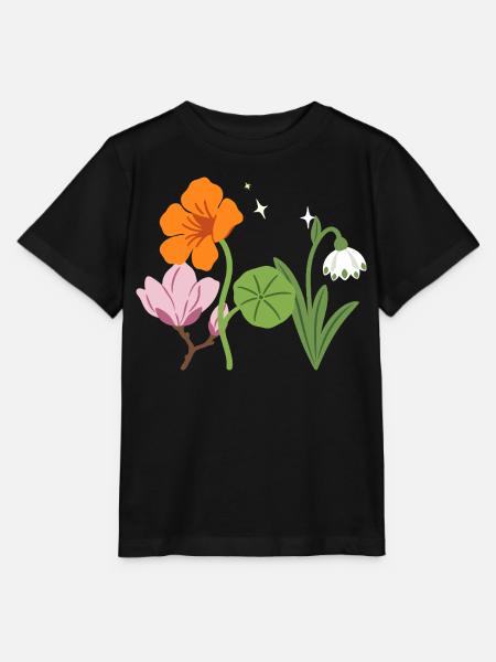 Blumen floral Blumenmotiv Zeichnung Garten - Stanley/Stella Kinder T-Shirt MINI CREATOR  - Schwarz