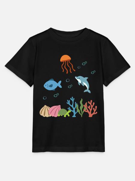 Qualle Unterwasser Kinder Fisch Delfin - Stanley/Stella Kinder T-Shirt MINI CREATOR - Schwarz