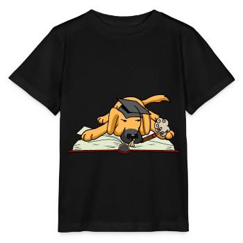 Dog Student Study University University Learn Book - Stanley/Stella MINI CREATOR Kids’ T-Shirt - black - Front - Mikhail (115cm)