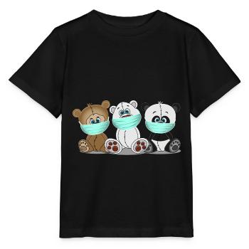 Grizzly Bär Polar Bär Panda Bär mit Mundschutz - Stanley/Stella Kinder T-Shirt MINI CREATOR  - Schwarz - Vorne - Mikhail (115cm)