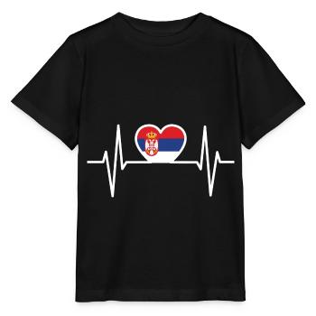 Serbie Serbes Serbe serbe ligne ECG - T-shirt bio MINI CREATOR Stanley/Stella Enfant - noir - Devant - Mikhail (115cm)