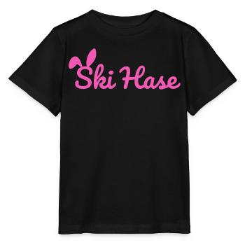 Ski Rabbit Ski Party Snow Winter Slope pink - Stanley/Stella MINI CREATOR Kids’ T-Shirt - black - Front - Mikhail (115cm)
