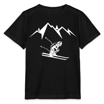 Skifahrer Skifahren - Stanley/Stella Kinder T-Shirt MINI CREATOR  - Schwarz - Vorne - Mikhail (115cm)