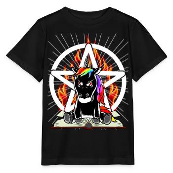 Satan Einhorn Pentagramm Teuflisch Fabelwesen Böse - Stanley/Stella Kinder T-Shirt MINI CREATOR  - Schwarz - Vorne - Mikhail (115cm)