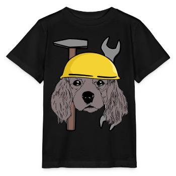 Dog Head Dog Safety Helmet Construction Site Commercial Child - Stanley/Stella MINI CREATOR Kids’ T-Shirt - black - Front - Mikhail (115cm)