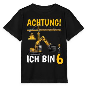 Achtung Ich bin 6 - Stanley/Stella Kinder T-Shirt MINI CREATOR  - Schwarz - Vorne - Mikhail (115cm)