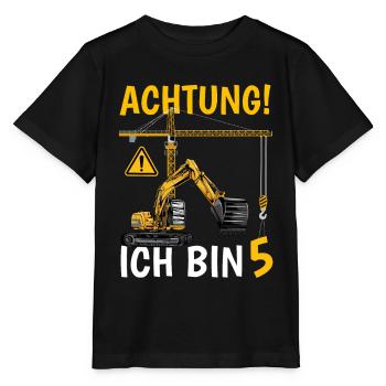 Achtung Ich bin 5 - Stanley/Stella Kinder T-Shirt MINI CREATOR  - Schwarz - Vorne - Mikhail (115cm)