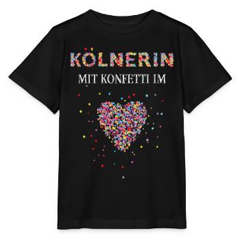 Kölnerin Konfetti im Herz Köln Karneval Fasching - Stanley/Stella Kinder T-Shirt MINI CREATOR  - Schwarz - Vorne - Mikhail (115cm)
