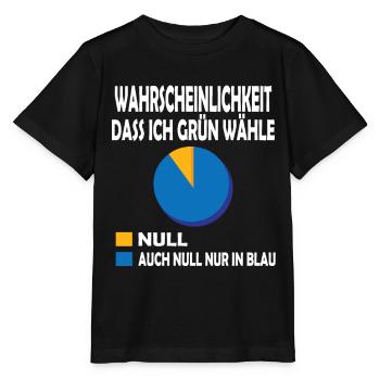 Wahrscheinlichkeit dass ich Grün wähle Null T-Shi - Stanley/Stella Kinder T-Shirt MINI CREATOR  - Schwarz - Vorne - Mikhail (115cm)