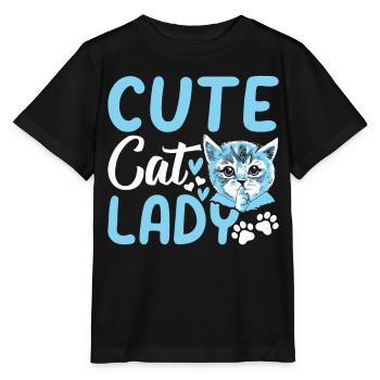 Niedliche Katzendame Katzenbesitzerin Niedliche Ka - Stanley/Stella Kinder T-Shirt MINI CREATOR  - Schwarz - Vorne - Mikhail (115cm)