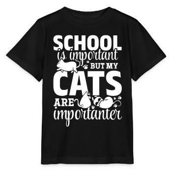 L’école est importante, mais mes chats sont importants - T-shirt bio MINI CREATOR Stanley/Stella Enfant - noir - Devant - Mikhail (115cm)