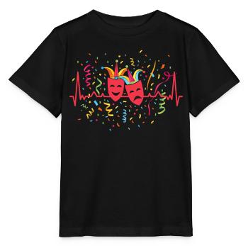 Konfetti Herzschlag Karneval Masken Rosenmontag - Stanley/Stella Kinder T-Shirt MINI CREATOR  - Schwarz - Vorne - Mikhail (115cm)