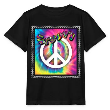 Hippie Peace Groovy Flowerpower Boho Woodstock - Stanley/Stella Kinder T-Shirt MINI CREATOR  - Schwarz - Vorne - Mikhail (115cm)