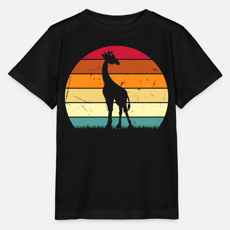 Giraffe Sunset Giraffe Lover Retro Giraffe - Stanley/Stella MINI CREATOR Kids’ T-Shirt - black