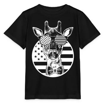 Girafe Drapeau américain Girafe Drapeau américain Girafe - T-shirt bio MINI CREATOR Stanley/Stella Enfant - noir - Devant - Mikhail (115cm)