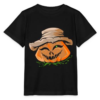 Lanterne de citrouille avec chapeau de fermier Jack O Lantern - T-shirt bio MINI CREATOR Stanley/Stella Enfant - noir - Devant - Mikhail (115cm)