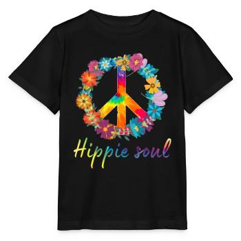 Hippie Peace Groovy Flowerpower Boho Woodstock - Stanley/Stella Kinder T-Shirt MINI CREATOR  - Schwarz - Vorne - Mikhail (115cm)