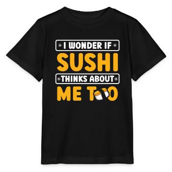 Je me demande si le sushi pense aussi à moi - T-shirt bio MINI CREATOR Stanley/Stella Enfant - noir - Devant - Mikhail (115cm)
