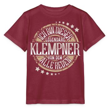 Klempner - Stanley/Stella Kinder T-Shirt MINI CREATOR  - Burgunderrot - Vorne - Kain (125cm)