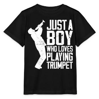 Trumpet Player Vintage Just A Boy - Stanley/Stella Kinder T-Shirt MINI CREATOR  - Schwarz - Vorne - Mikhail (115cm)