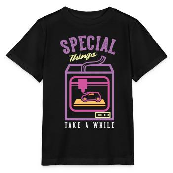 Les choses spéciales ont besoin d’un certain temps d’impression 3D de buse - T-shirt bio MINI CREATOR Stanley/Stella Enfant - noir - Devant - Mikhail (115cm)
