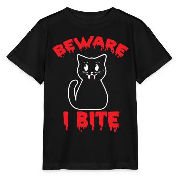 Vampirkatzen-Halloween-Party-Blutbiss-Albtraum-Kat - Stanley/Stella Kinder T-Shirt MINI CREATOR  - Schwarz - Vorne - Mikhail (115cm)