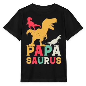 Papasaurus Papa Dinosaur - Papa Saurus Papa Dino - Stanley/Stella MINI CREATOR Kids’ T-Shirt - black - Front - Mikhail (115cm)