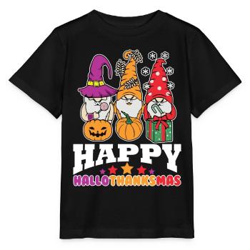 Happy Hello Thanksmas Halloween Thanksgiving Xmas - Stanley/Stella MINI CREATOR Kids’ T-Shirt - black - Front - Mikhail (115cm)