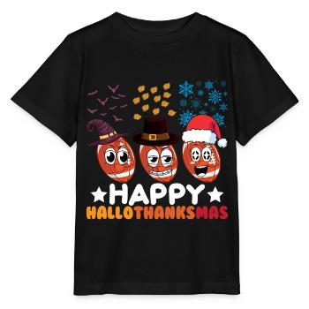 Happy Hello Thanksmas Halloween Thanksgiving Xmas - Stanley/Stella MINI CREATOR Kids’ T-Shirt - black - Front - Mikhail (115cm)