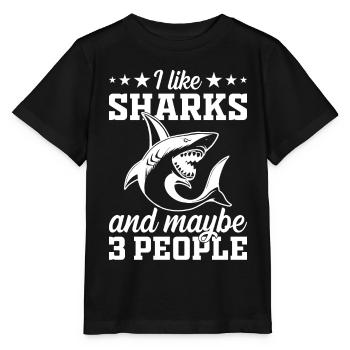 I Like Sharks & Maybe 3 People - Great White Shark - Stanley/Stella Kinder T-Shirt MINI CREATOR  - Schwarz - Vorne - Mikhail (115cm)
