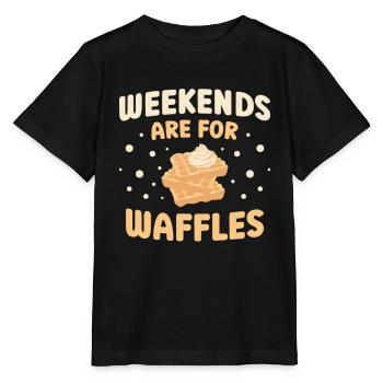 Les week-ends sont pour les gaufres Food Lover Waffle - T-shirt bio MINI CREATOR Stanley/Stella Enfant - noir - Devant - Mikhail (115cm)