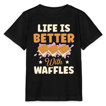 La vie est meilleure avec les gaufres gaufres pour - T-shirt bio MINI CREATOR Stanley/Stella Enfant - noir - Devant - Mikhail (115cm)