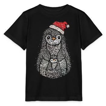 Pingouin Mama Mère Tenue de Noël Chapeau de Père Noël - T-shirt bio MINI CREATOR Stanley/Stella Enfant - noir - Devant - Mikhail (115cm)