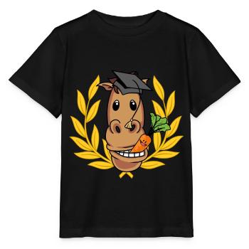 Studiertes Pferd Professor Studium Uni Reiter Abi - Stanley/Stella Kinder T-Shirt MINI CREATOR  - Schwarz - Vorne - Mikhail (115cm)