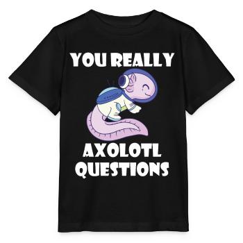 Astronaut Axolotl Lustiges Galaxie-Sonnensystem-Ra - Stanley/Stella Kinder T-Shirt MINI CREATOR  - Schwarz - Vorne - Mikhail (115cm)