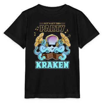 Let's Get This Party Kraken Maestro Melodious - Stanley/Stella Kinder T-Shirt MINI CREATOR  - Schwarz - Vorne - Mikhail (115cm)