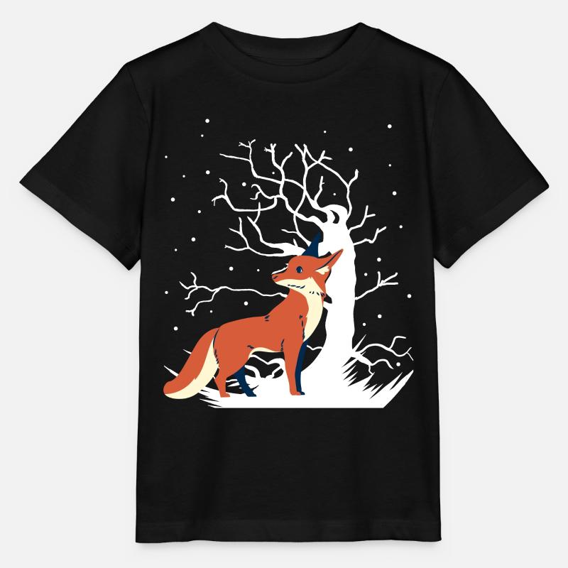 Fox Xmas Forest Animaux Neige Cadeau de Noël - T-shirt bio MINI CREATOR Stanley/Stella Enfant - noir