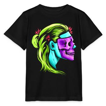 Female Skull Reaper Mask Day Of The Dead - Stanley/Stella Kinder T-Shirt MINI CREATOR  - Schwarz - Vorne - Mikhail (115cm)