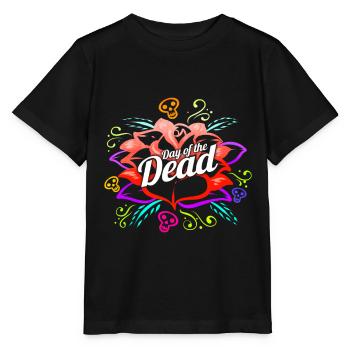 Colorful Dahlia Flower Logo Day Of The Dead - Stanley/Stella Kinder T-Shirt MINI CREATOR  - Schwarz - Vorne - Mikhail (115cm)