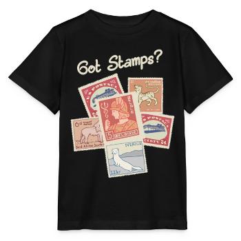 timbres reçus, qui: - T-shirt bio MINI CREATOR Stanley/Stella Enfant - noir - Devant - Mikhail (115cm)