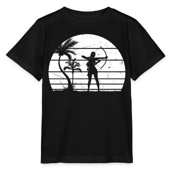 Archery Bow Arrow Archery - Sunset Archer Girl - Stanley/Stella Kinder T-Shirt MINI CREATOR  - Schwarz - Vorne - Mikhail (115cm)