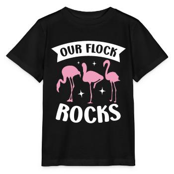 Unser Flock Rocks Flamingo Whisperer Watvogel - Stanley/Stella Kinder T-Shirt MINI CREATOR  - Schwarz - Vorne - Mikhail (115cm)