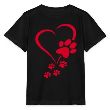 Dog Paws Hearts Baby Dogs - Dog Paw Dog Paw Print - Stanley/Stella MINI CREATOR Kids’ T-Shirt - black - Front - Mikhail (115cm)