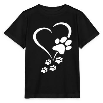 Dog Paw Heart Dog Owner - Dog Paws Hearts Dog Paw - Stanley/Stella MINI CREATOR Kids’ T-Shirt - black - Front - Mikhail (115cm)