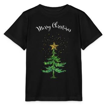 Merry Christmas Weihnachtsbaum Weihnachtsstern - Stanley/Stella Kinder T-Shirt MINI CREATOR  - Schwarz - Vorne - Mikhail (115cm)