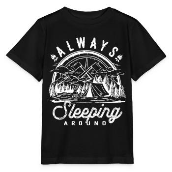 Always sleep around the campfire in the open air camping - Stanley/Stella MINI CREATOR Kids’ T-Shirt - black - Front - Mikhail (115cm)